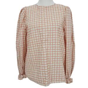 Miller Sustainably Made Woman size XS/S Millie Blouse in Windowpane Orange NEW